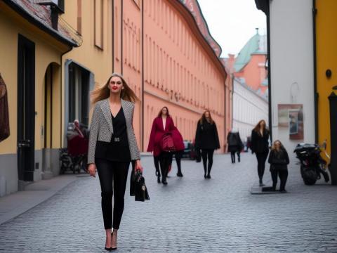 Latvia Riga Portrait High Street women fashion